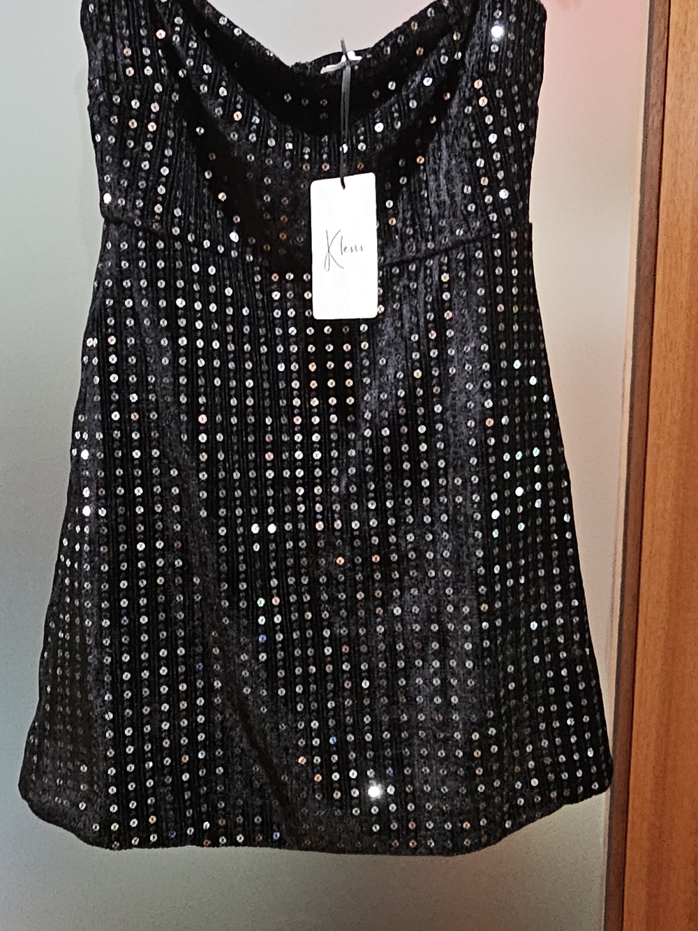Black Sequin Strapless Party Dress